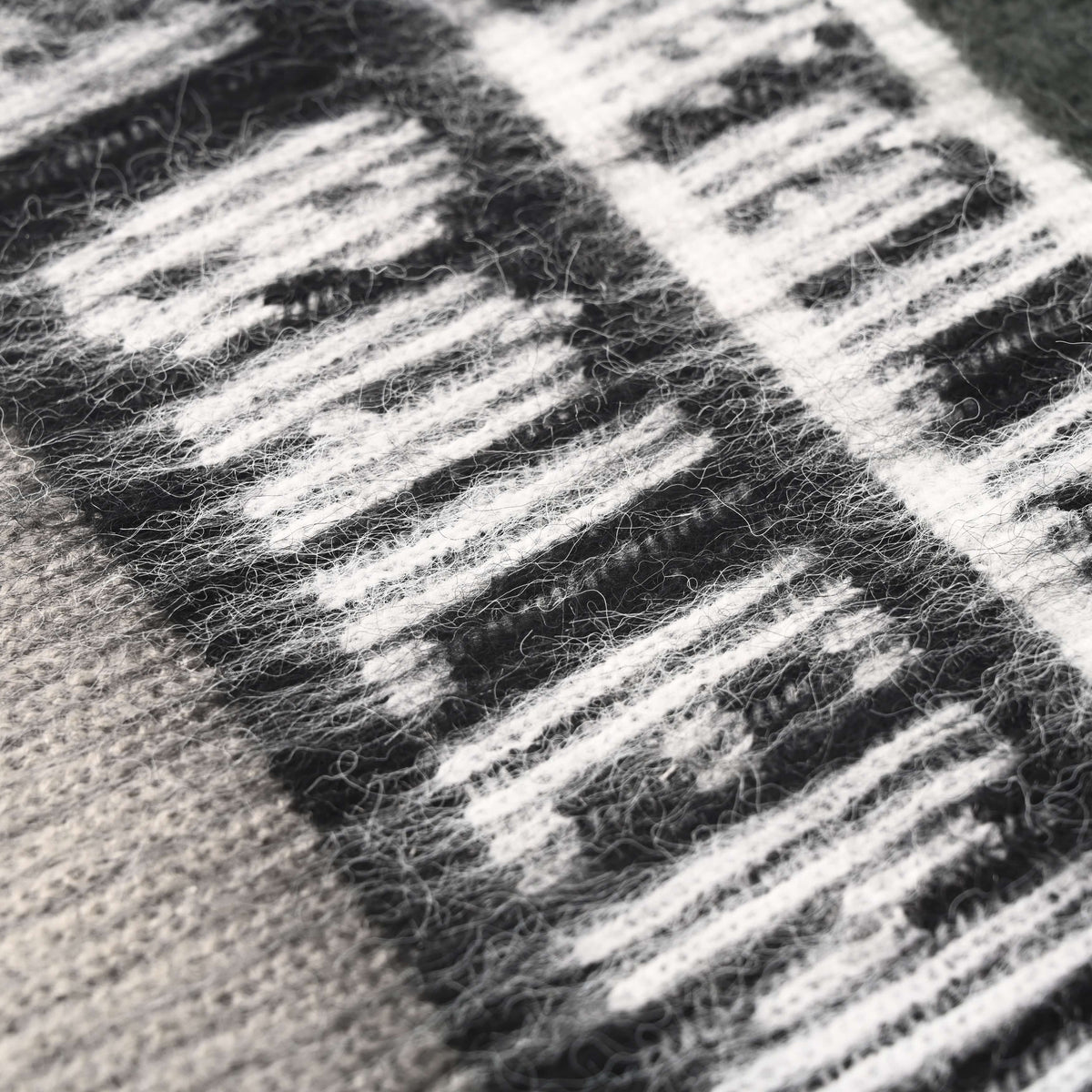 Striped Lettering Jacquard Mohair Blend Crewneck Sweater