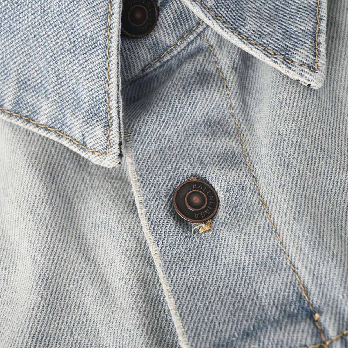 BALENCIAGA Light Blue Washed Denim Long Sleeve Shirt