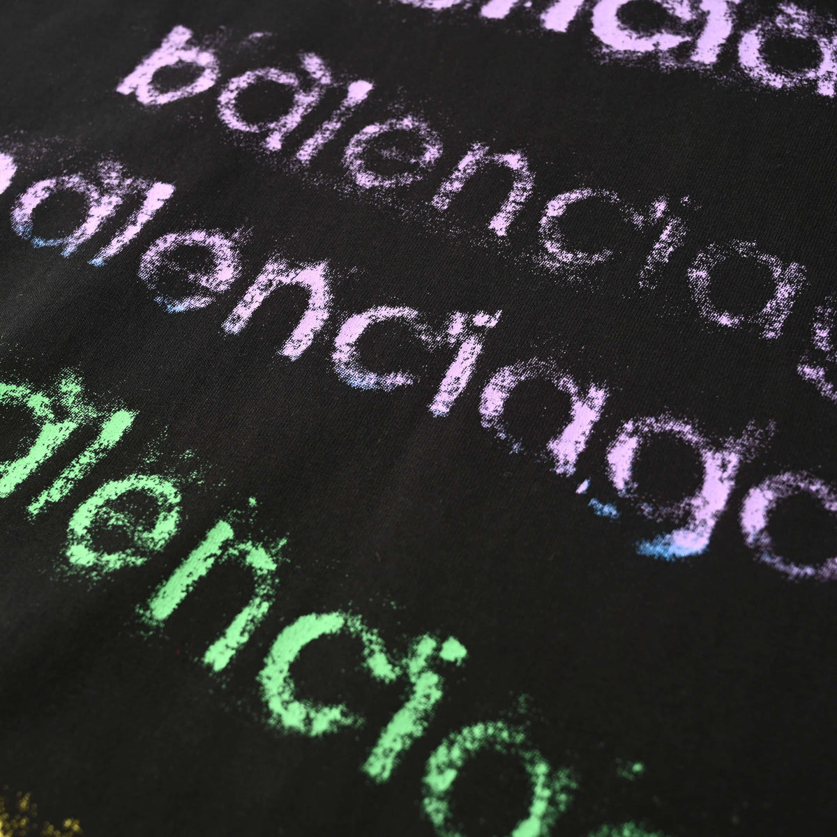 Rainbow Chalk Graphic Drop-Shoulder Long Sleeve Cotton T-Shirt