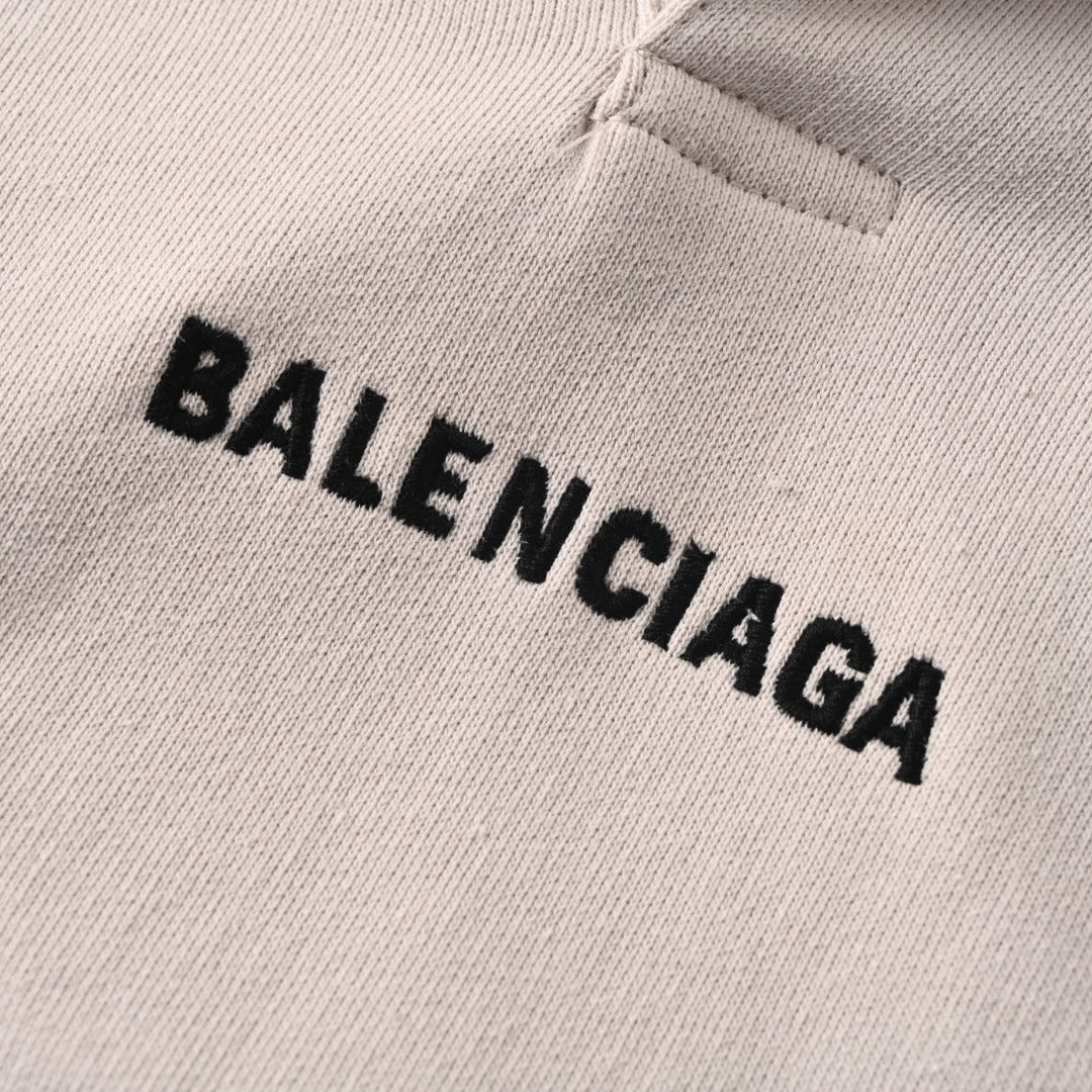 BALENCIAGA V-Neck Embroidered Lettering Hoodie