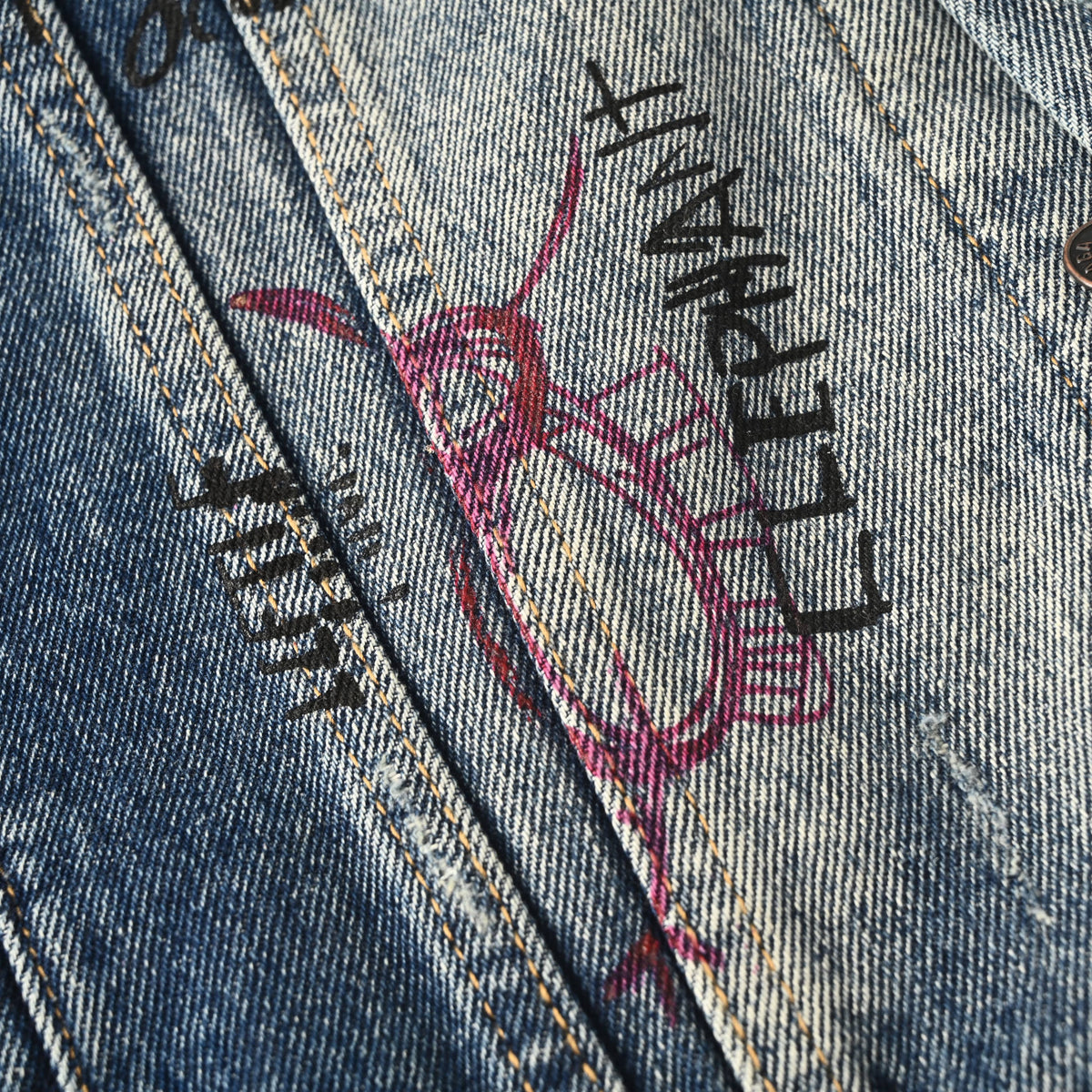 Balenciaga BLCG Hand-Painted Graffiti Washed Denim Jacket