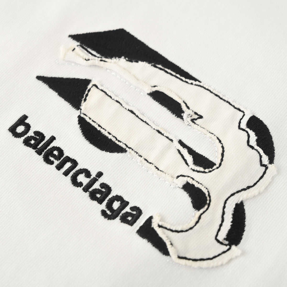BALENCIAGA Contrast Letter Appliqué Washed Distressed T-Shirt