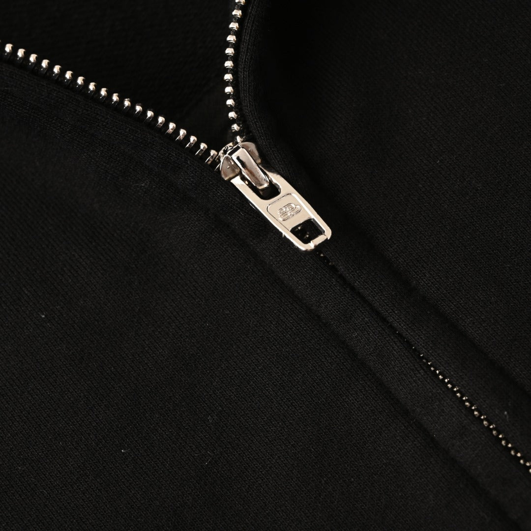 Balenciaga BLCG Distressed Reverse-Letter Embroidered Zip-Up Jacket