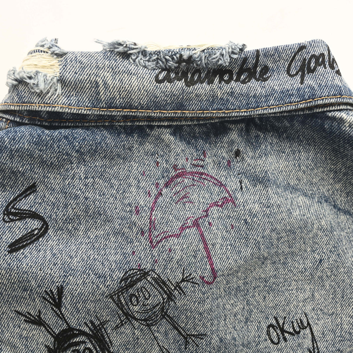 Balenciaga BLCG Hand-Painted Graffiti Washed Denim Jacket