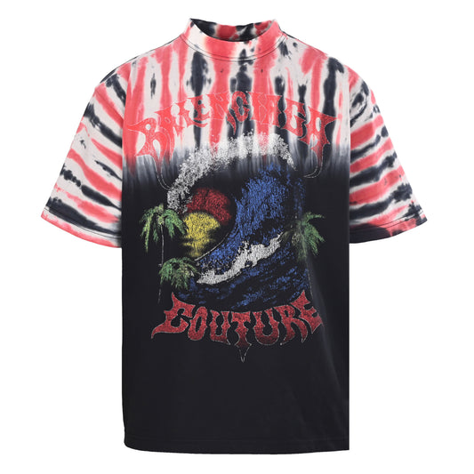 BALENCIAGA BLCG Hawaiian Tie-Dye Palm Tree T-Shirt
