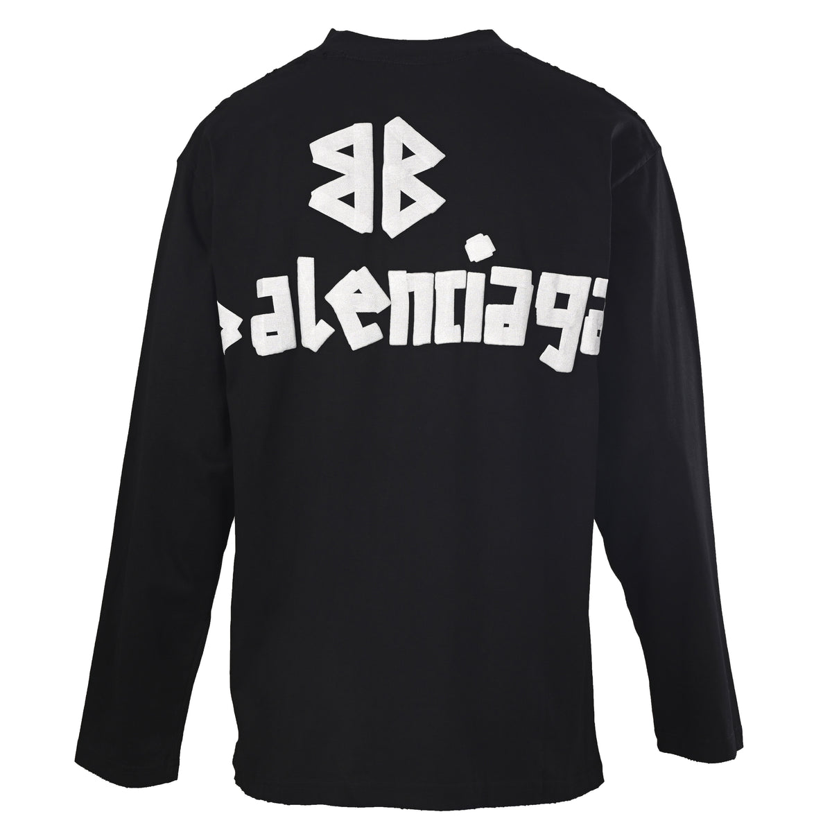 Balenciaga Tape-Style Logo Washed Long Sleeve T-Shirt