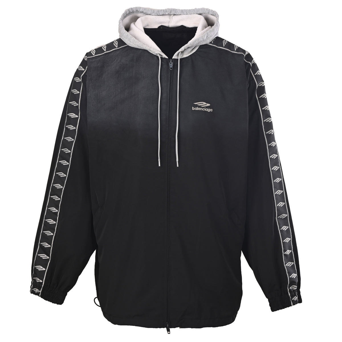 Balenciaga BLCG 3B Tape Washed Cotton Poplin Hooded Jacket