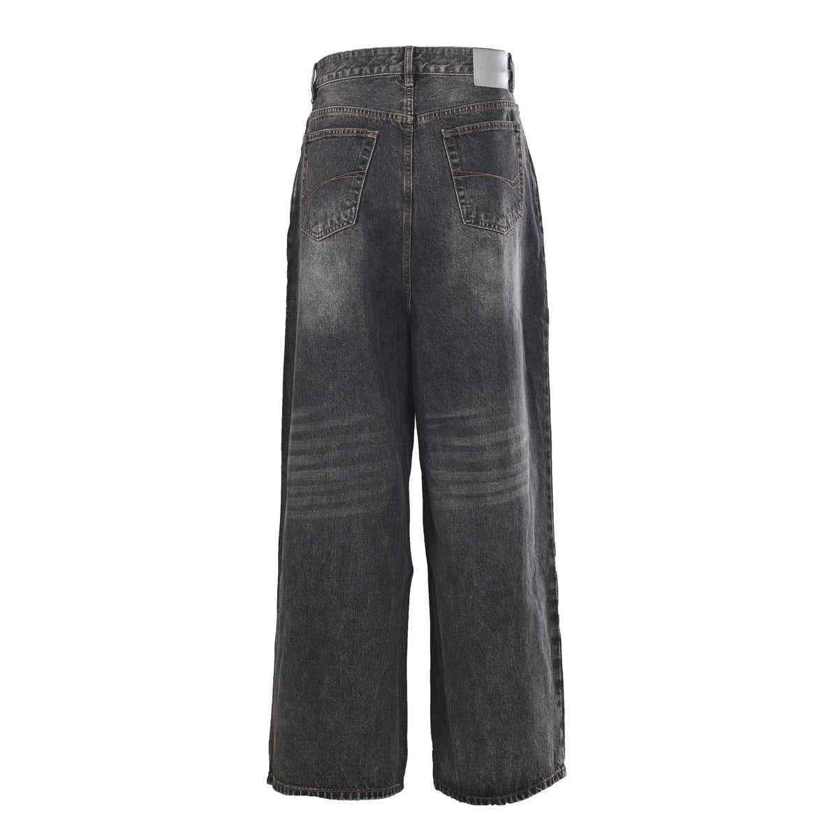 Balenciaga BLCG Charcoal Wash Flocked Logo Wide-Leg Jeans