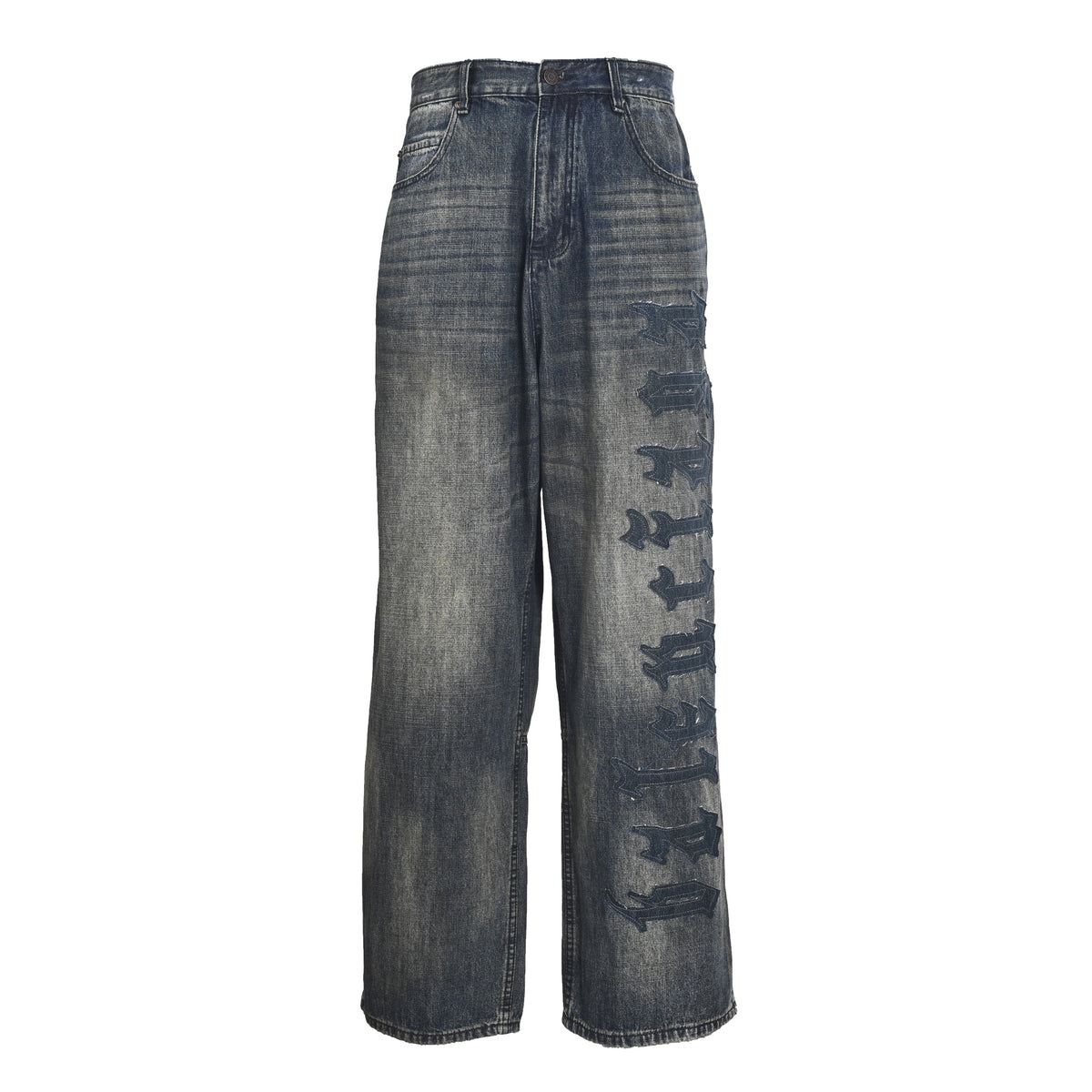 BALENCIAGA BLCG Distressed Jeans with Leg Appliques