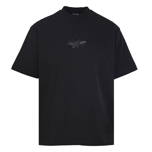 BALENCIAGA Sketchy Gothic Print Short Sleeve T-Shirt
