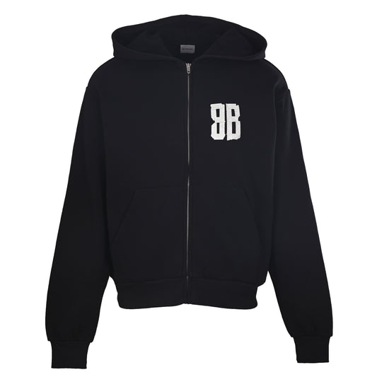 BALENCIAGA Glitter BB Tape Graphic Zip-Up Hoodie