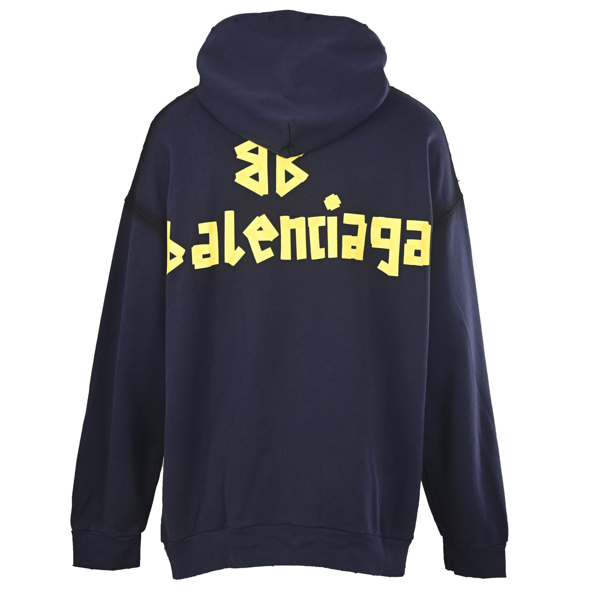 BALENCIAGA Washed Distressed Masking Tape Print Hoodie