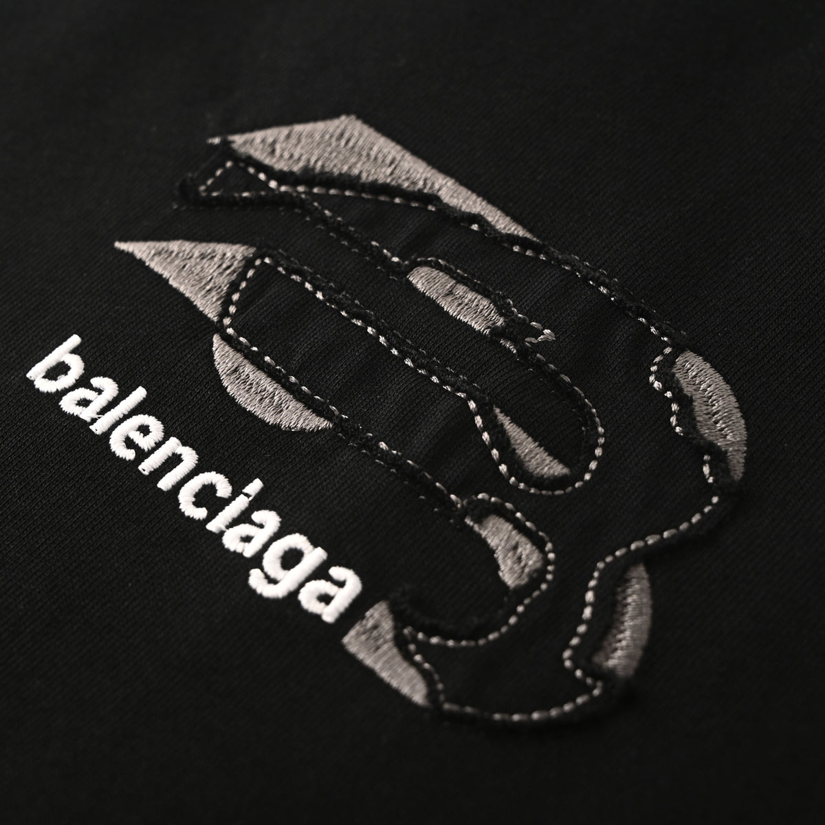 BALENCIAGA Contrast Letter Appliqué Washed Distressed T-Shirt