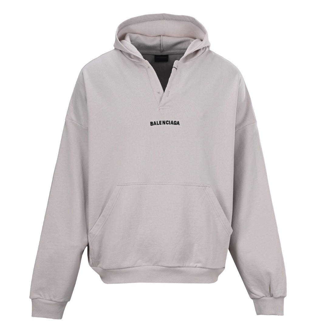 BALENCIAGA V-Neck Embroidered Lettering Hoodie