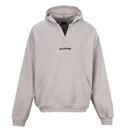 BALENCIAGA V-Neck Embroidered Lettering Hoodie