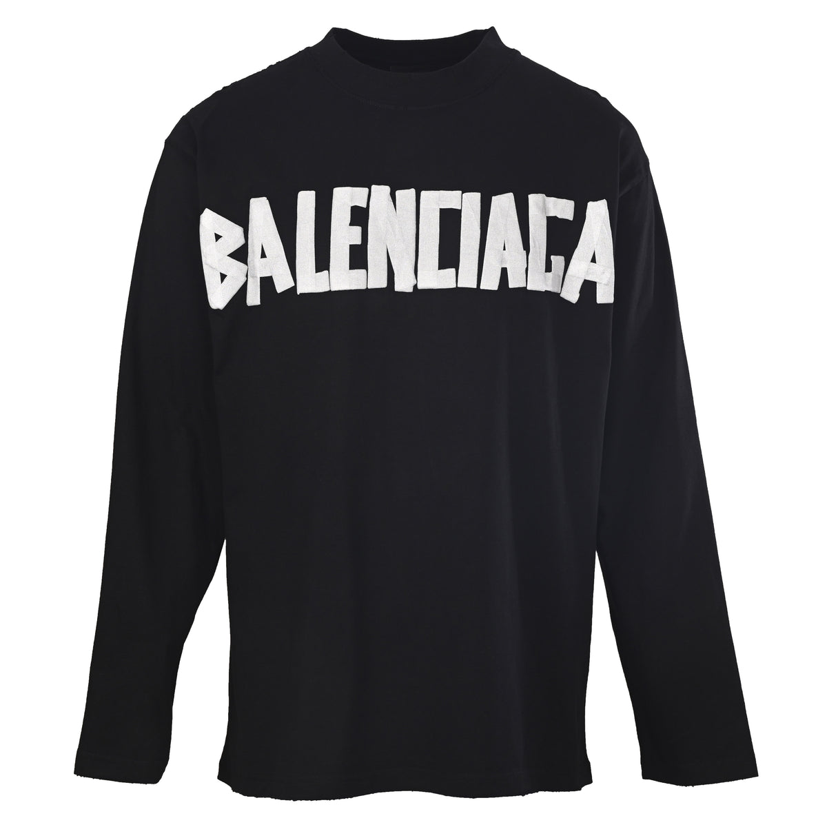 Balenciaga Tape-Style Logo Washed Long Sleeve T-Shirt