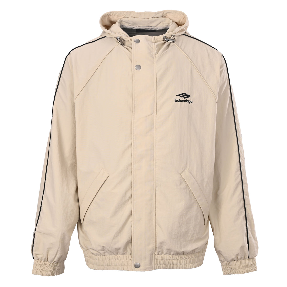 BALENCIAGA Side Tape Hooded Zip-Up Jacket with 3M Embroidery