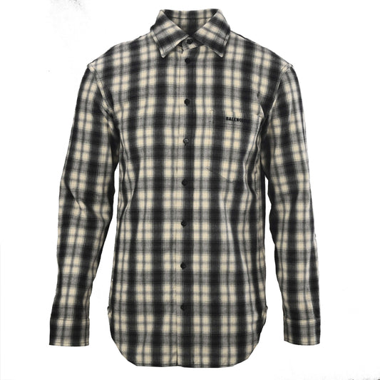 Balenciaga Embroidered Logo Plaid Long Sleeve Shirt