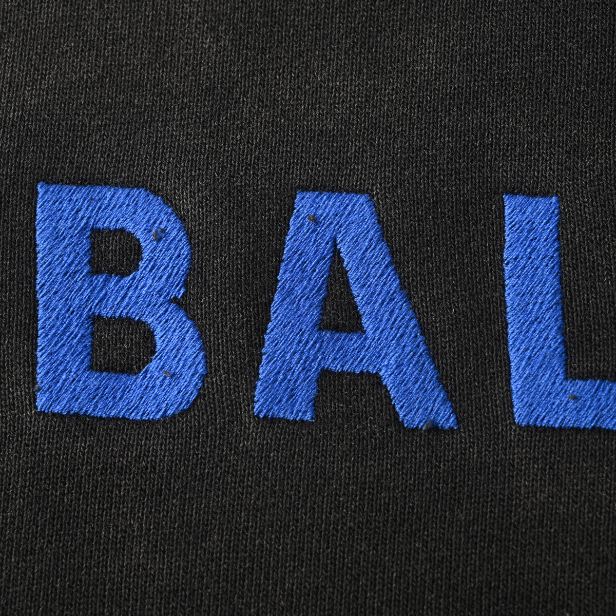 Balenciaga BLCG Blue Embroidered Washed Black Heavyweight Hoodie