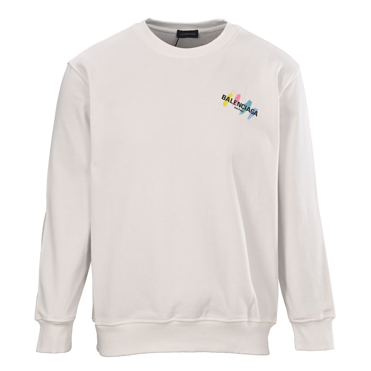 Balenciaga Paint-Splash Logo Oversized Crewneck Sweatshirt