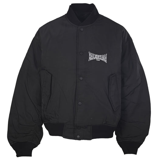 Balenciaga BLCG Slogan Embroidered Quilted Bomber Jacket