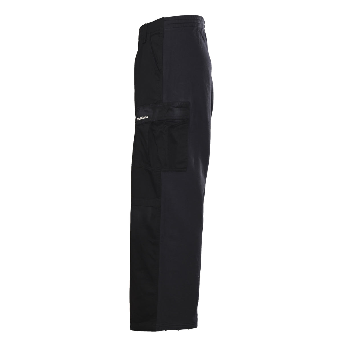 Black Panelled Twill Cargo Pants with Double-Ring Detail