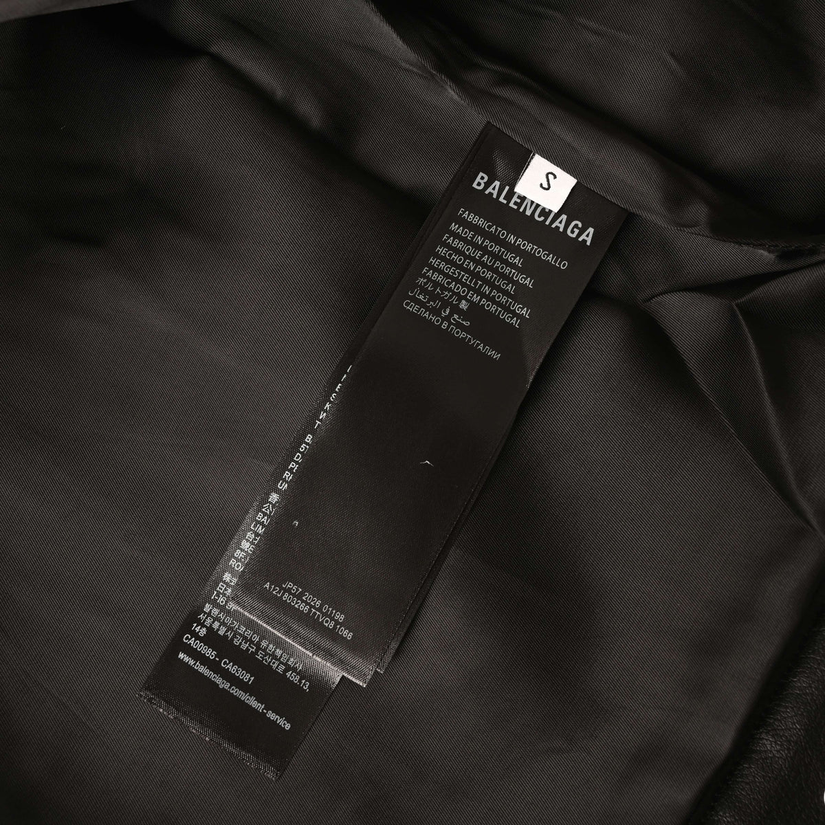 BALENCIAGA Leather Jacket with Sleeve Embroidery
