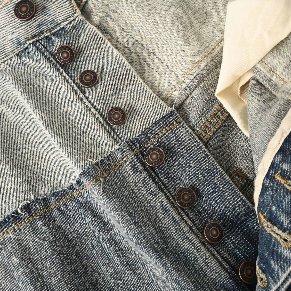 Unisex Washed Panelled Wide-Leg Jeans