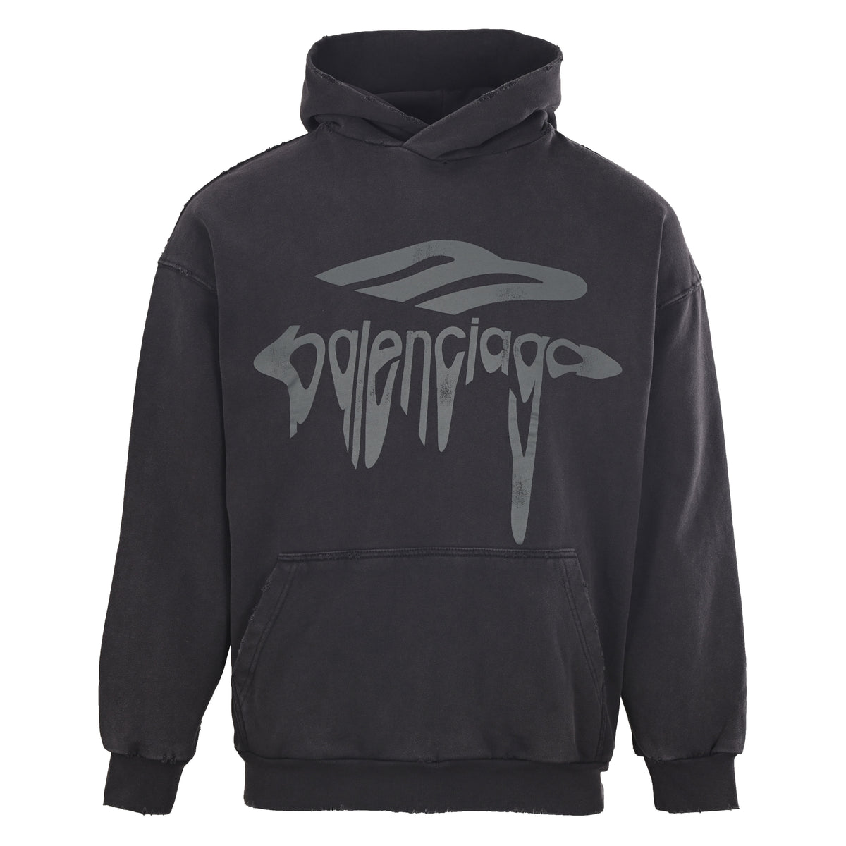 BALENCIAGA Distressed Liquid-Effect Graphic Print Hoodie