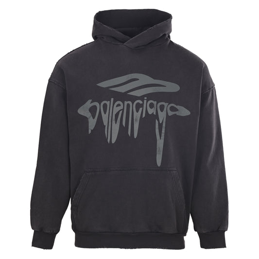 BALENCIAGA Distressed Liquid-Effect Graphic Print Hoodie