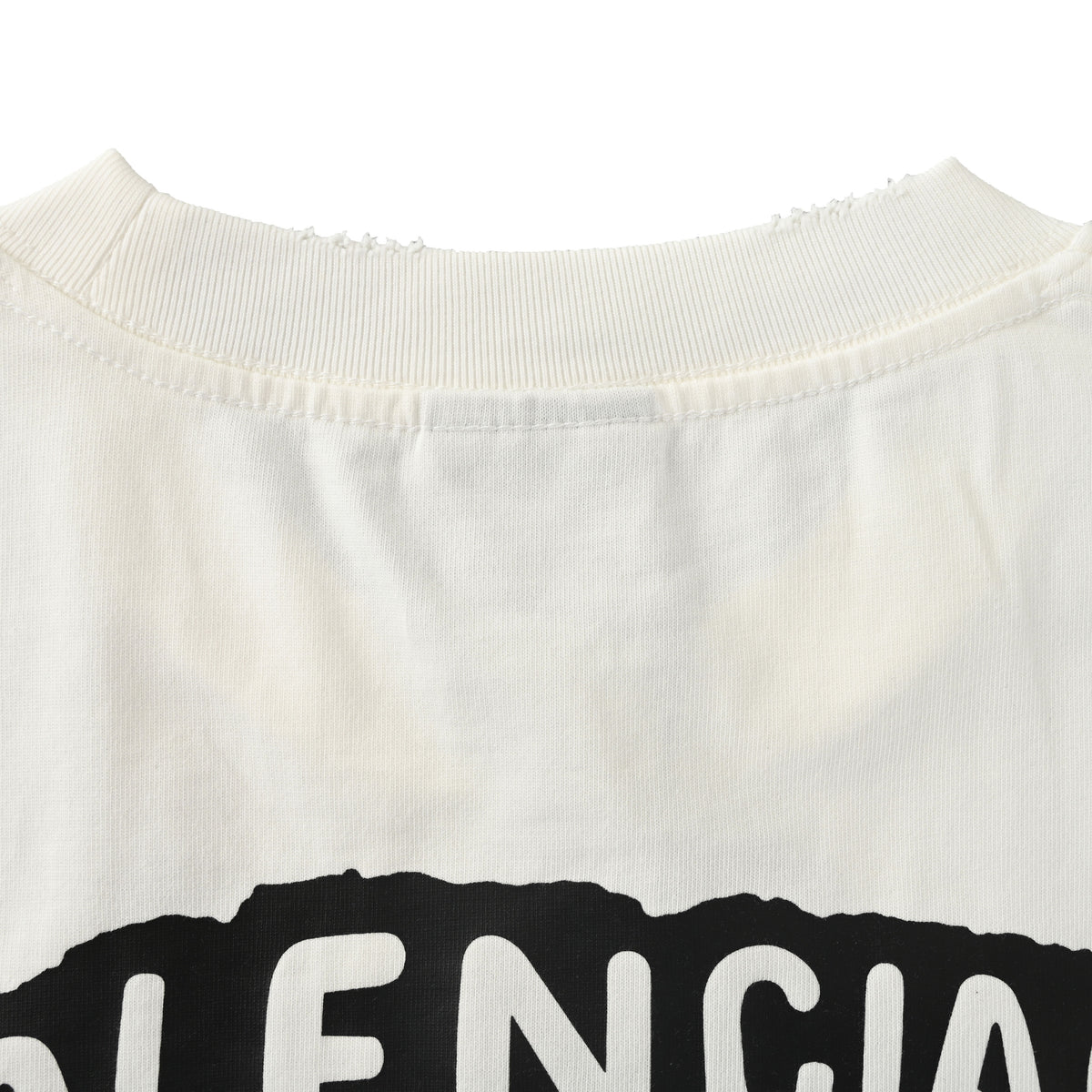 BALENCIAGA Lock Motif Lettering Graffiti Print Distressed T-Shirt