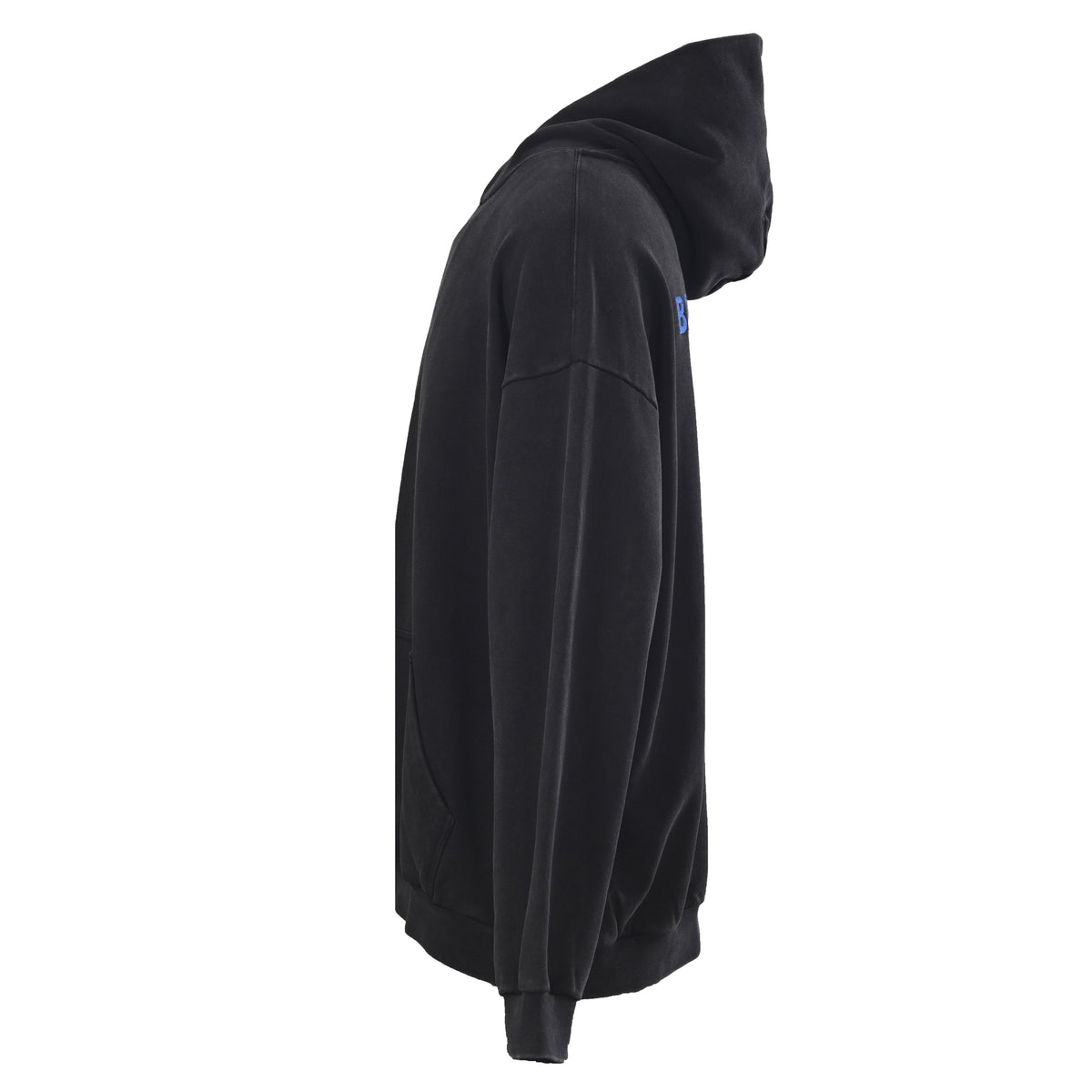 Balenciaga BLCG Blue Embroidered Washed Black Heavyweight Hoodie