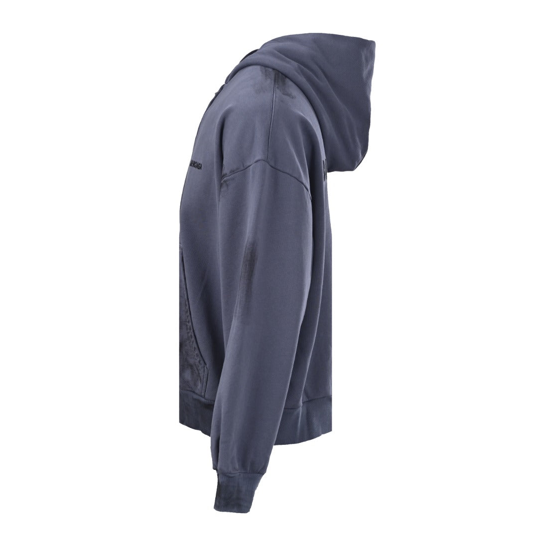 BALENCIAGA Distressed Embroidered Hand-Painted Zip-Up Hoodie