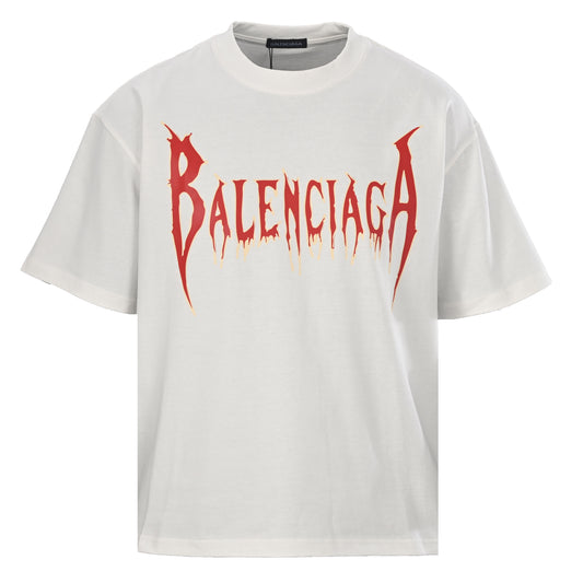 BALENCIAGA Flame Lettering Print Short Sleeve T-Shirt