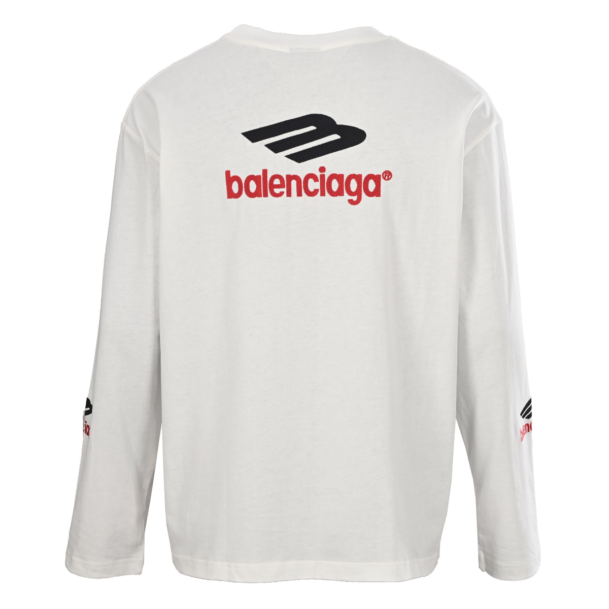 BALENCIAGA 3M Embroidered Lettering Crew Neck Long Sleeve T-Shirt