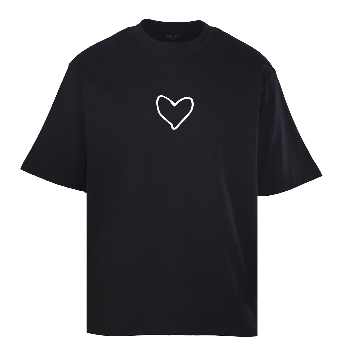 BALENCIAGA Silicone Heart Script Logo Short Sleeve T-Shirt