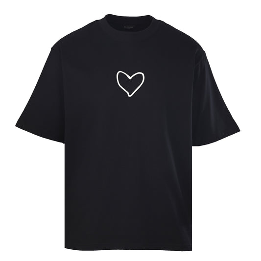 BALENCIAGA Silicone Heart Script Logo Short Sleeve T-Shirt