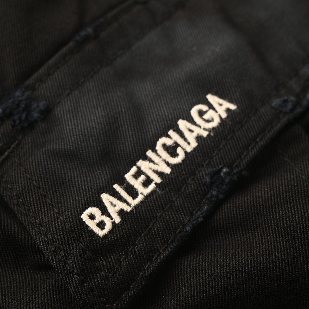 Black Panelled Twill Cargo Pants with Double-Ring Detail