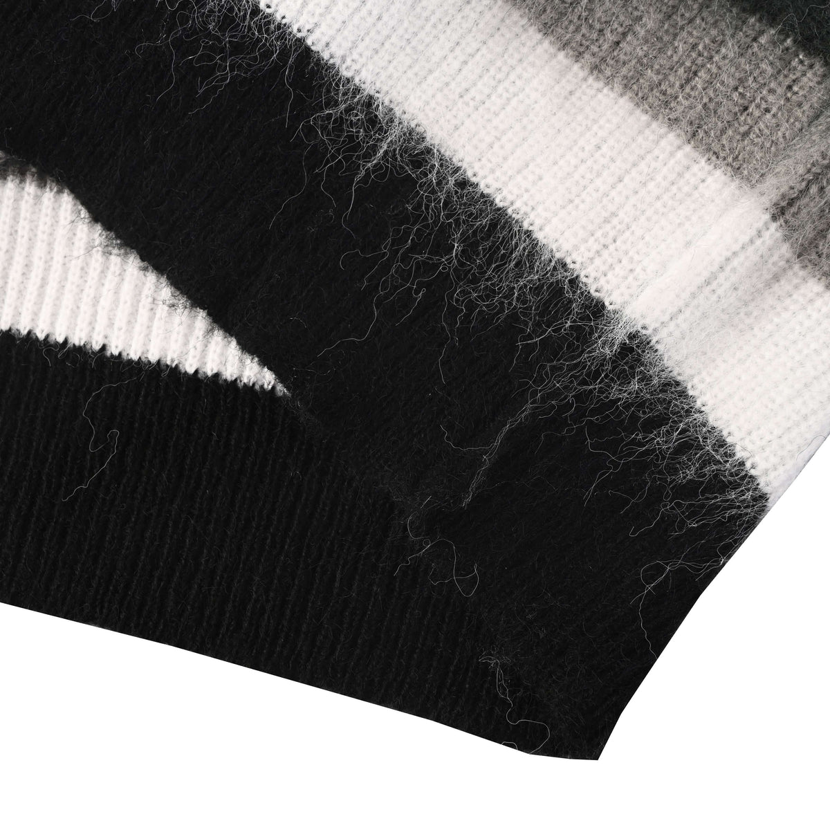 Striped Lettering Jacquard Mohair Blend Crewneck Sweater
