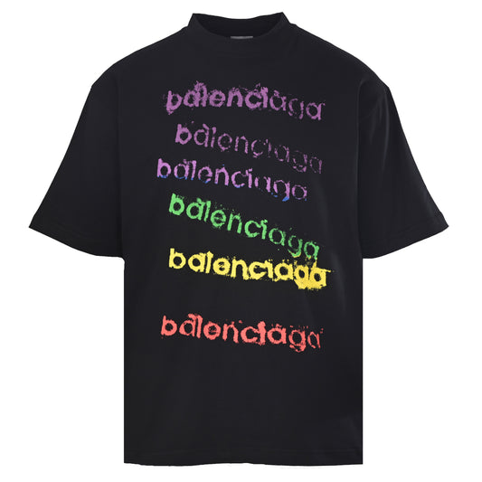 BALENCIAGA Rainbow Gradient Short Sleeve T-Shirt