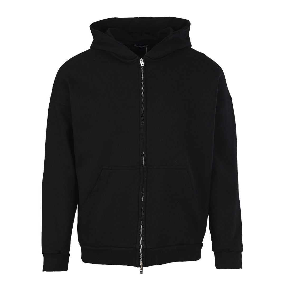 Balenciaga BLCG Distressed Reverse-Letter Embroidered Zip-Up Jacket