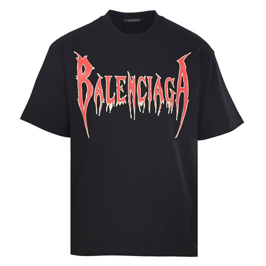 BALENCIAGA Flame Lettering Print Short Sleeve T-Shirt