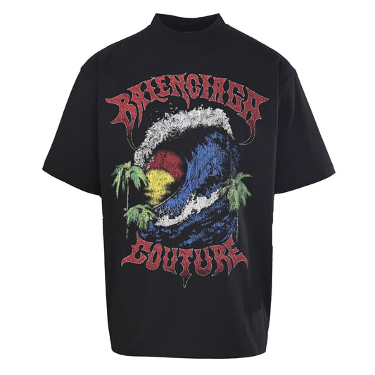 BALENCIAGA BLCG Hawaiian Palm Tree Short Sleeve T-Shirt