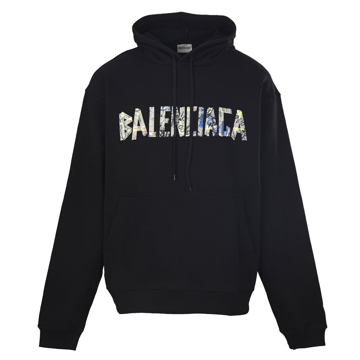 Balenciaga BLCG Graffiti Tape Black Fleece-Lined Hoodie