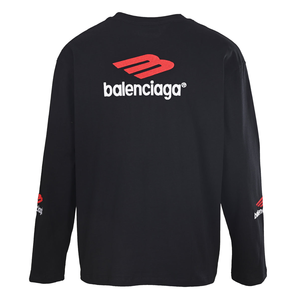 BALENCIAGA 3M Embroidered Lettering Crew Neck Long Sleeve T-Shirt