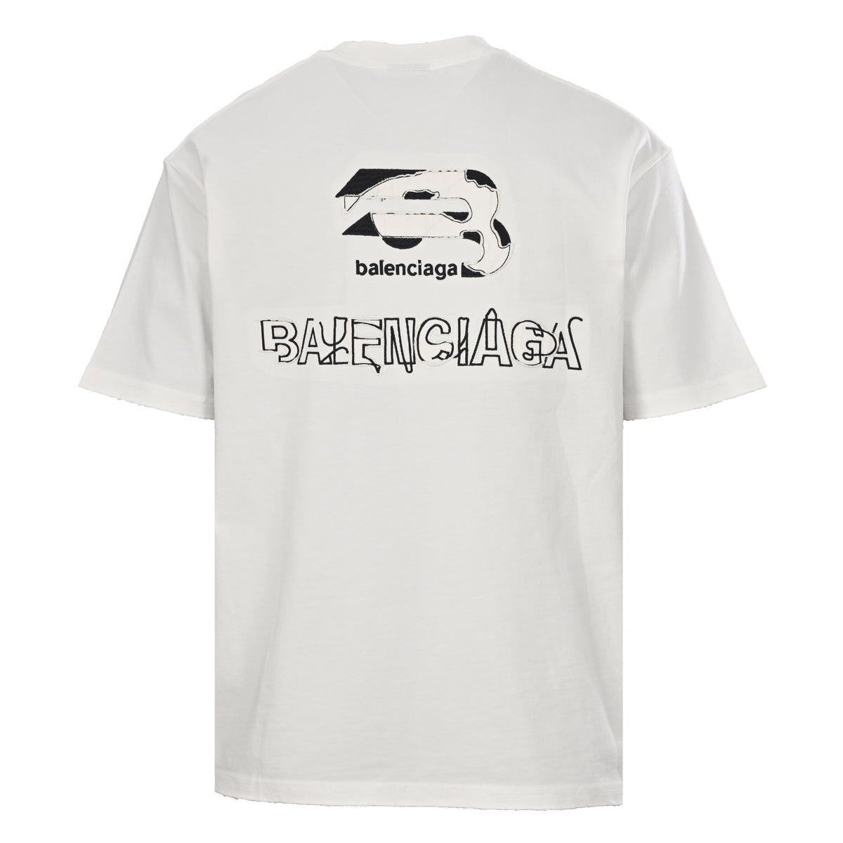 BALENCIAGA Contrast Letter Appliqué Washed Distressed T-Shirt