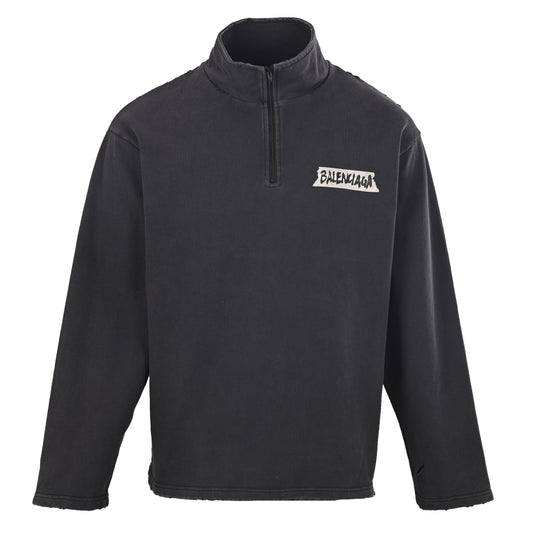 BALENCIAGA High Neck Sweatshirt with Back Graphic Print