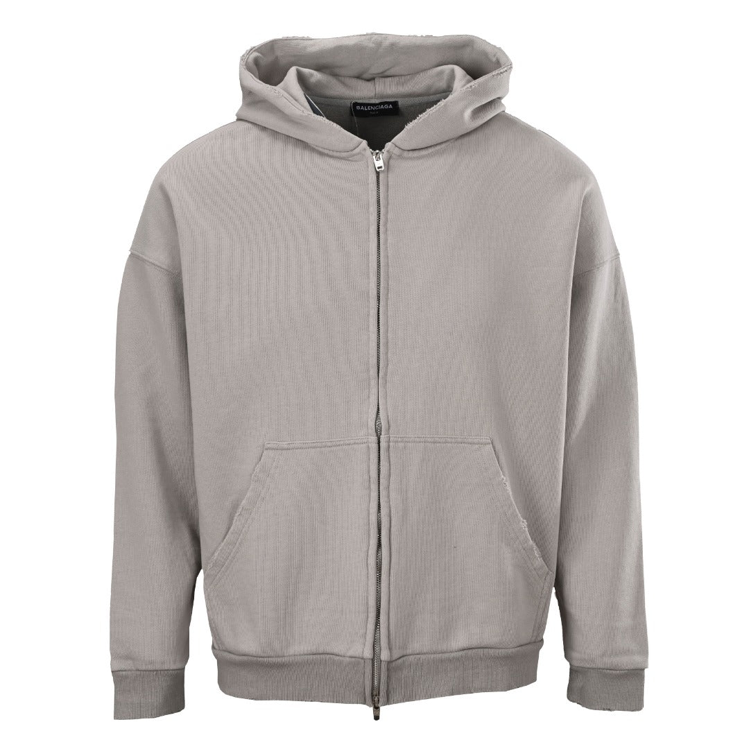 Balenciaga BLCG Distressed Reverse-Letter Embroidered Zip-Up Jacket