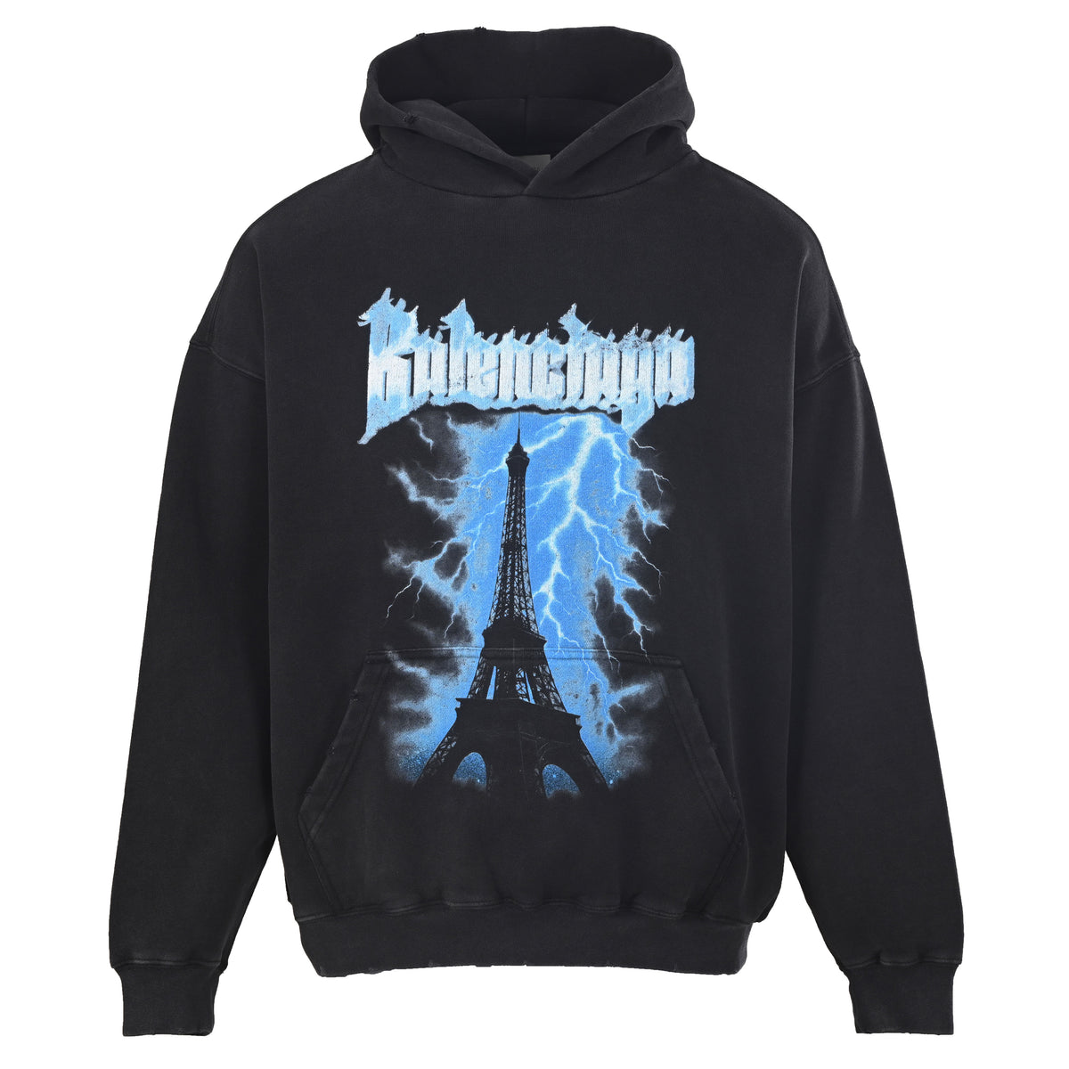 BALENCIAGA Blue Lightning Lettering Hoodie