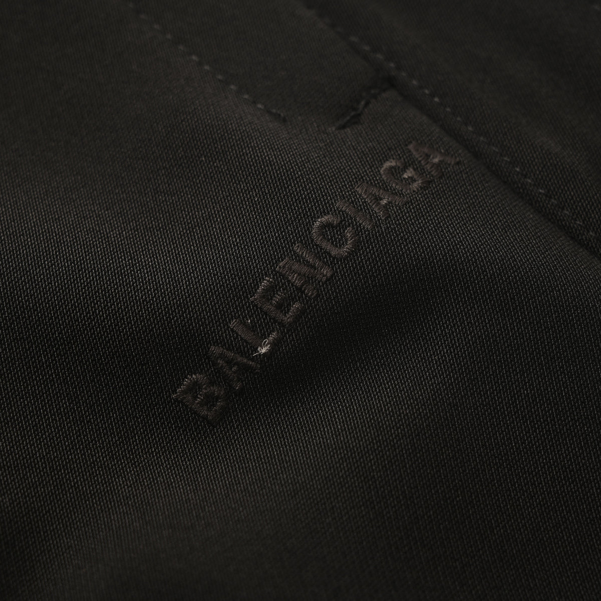 Balenciaga BLCG Slogan Embroidered Black Wool-Blend Trousers
